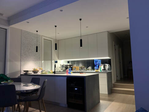 My kitchen with smart home lighting on