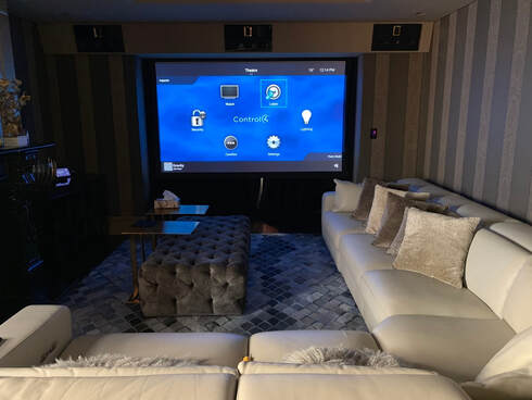 Control4 home automation setup in the lounge room